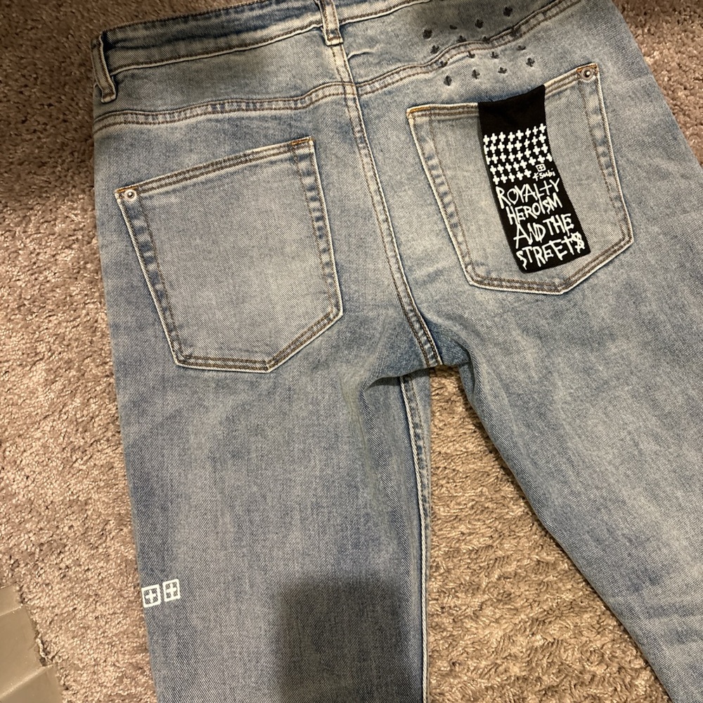Ksubi Blue Skinny Jeans with Distressed Detailing